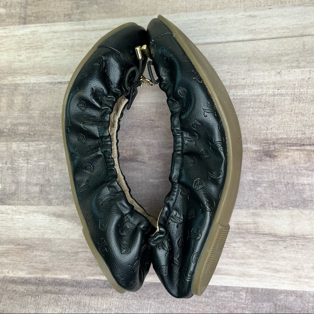 Juicy Couture Black Leather Logo Ballet Flats with Gold Accents size 7 - Picture 5 of 9